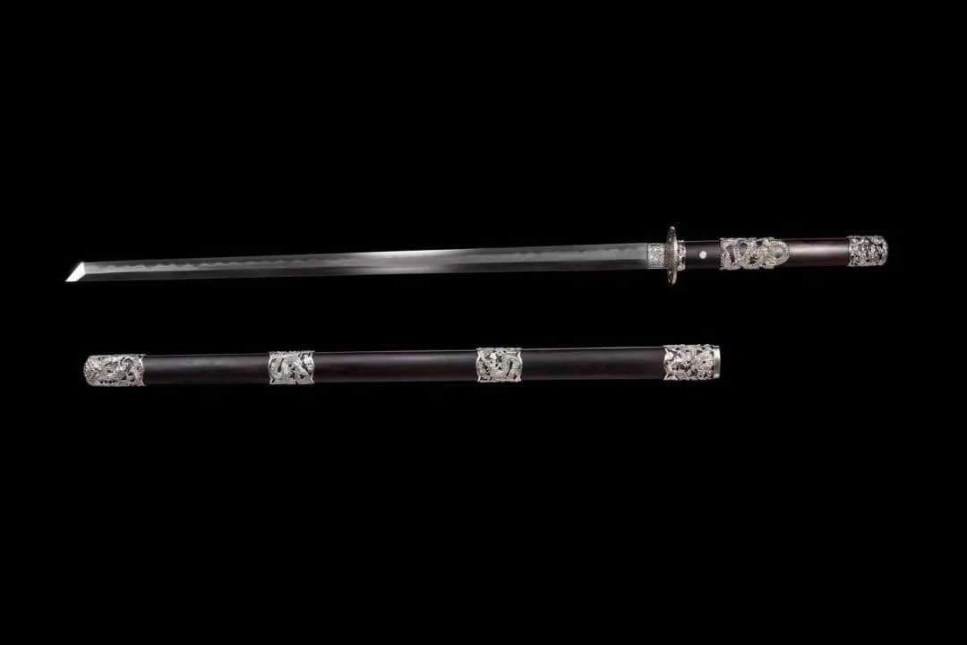 【白銅竜紋】古兵器 武具 刀装具 日本刀　模造刀 居合刀 武士道 鑑賞用 美術刀