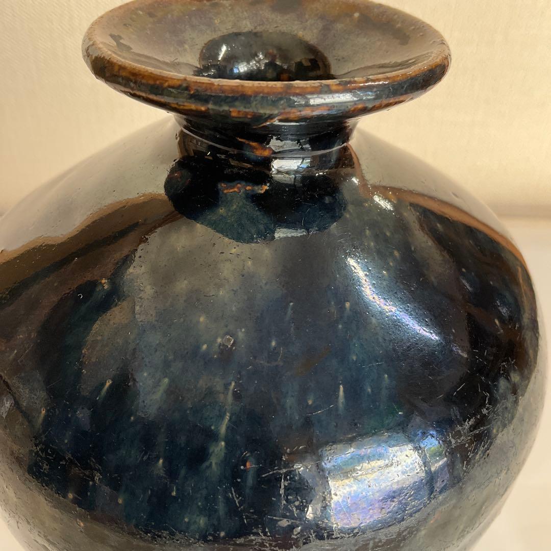 古伊万里　瑠璃釉海鼠壺　江戸時代中期頃