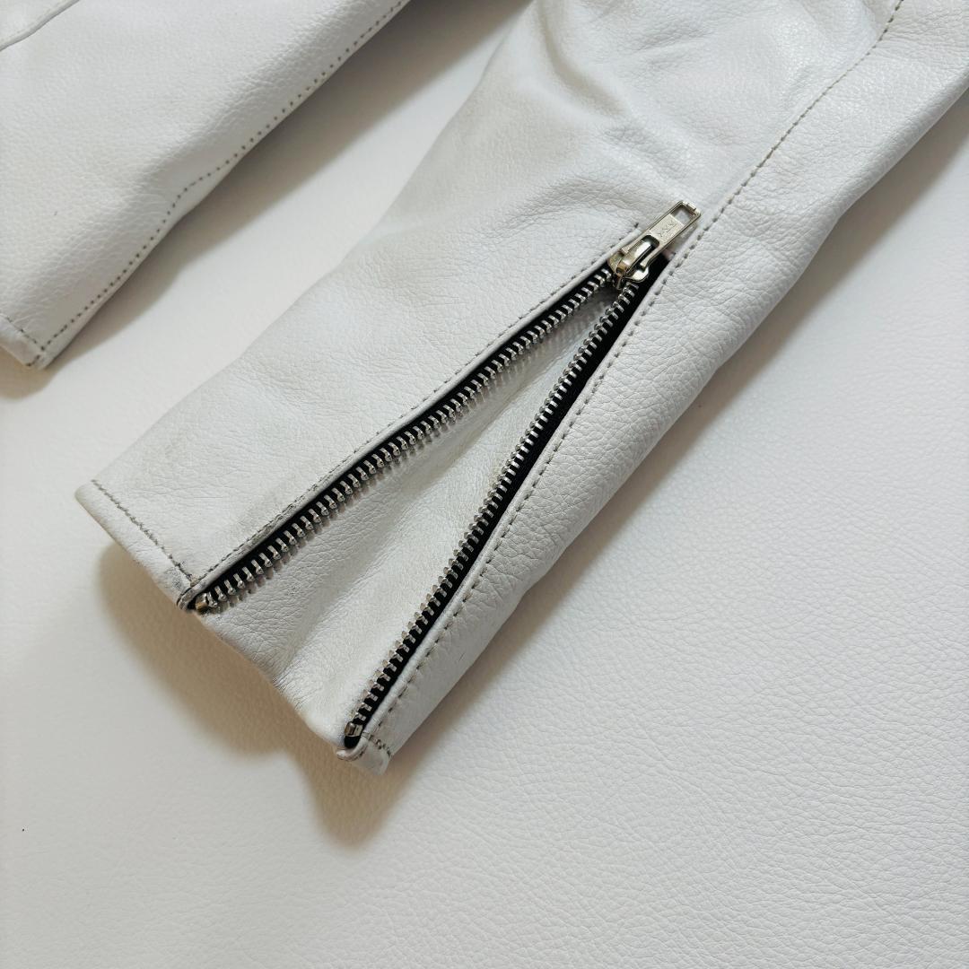 FREEDOM ライダースジャケット バッファローレザー シボ革 M ホワイト