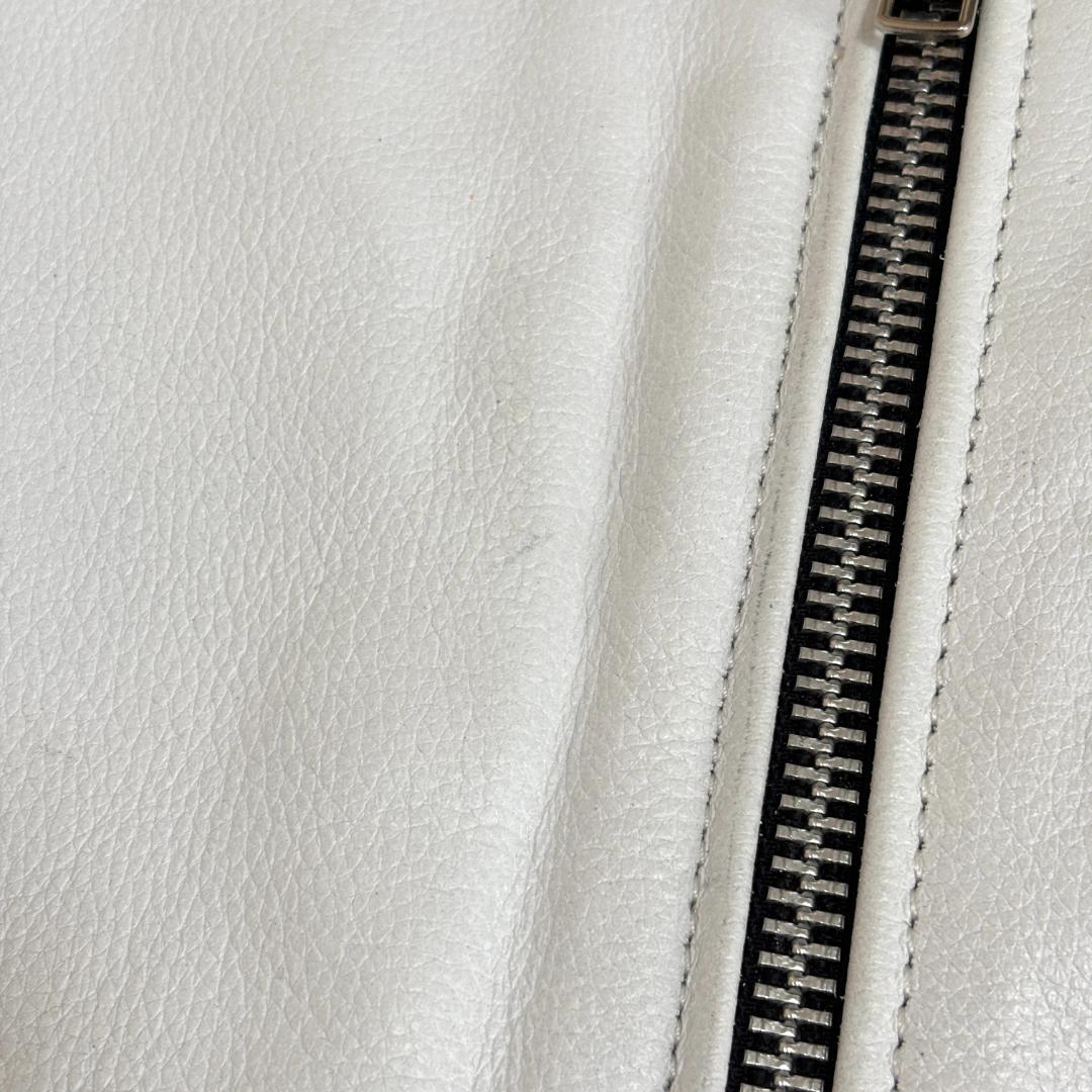 FREEDOM ライダースジャケット バッファローレザー シボ革 M ホワイト