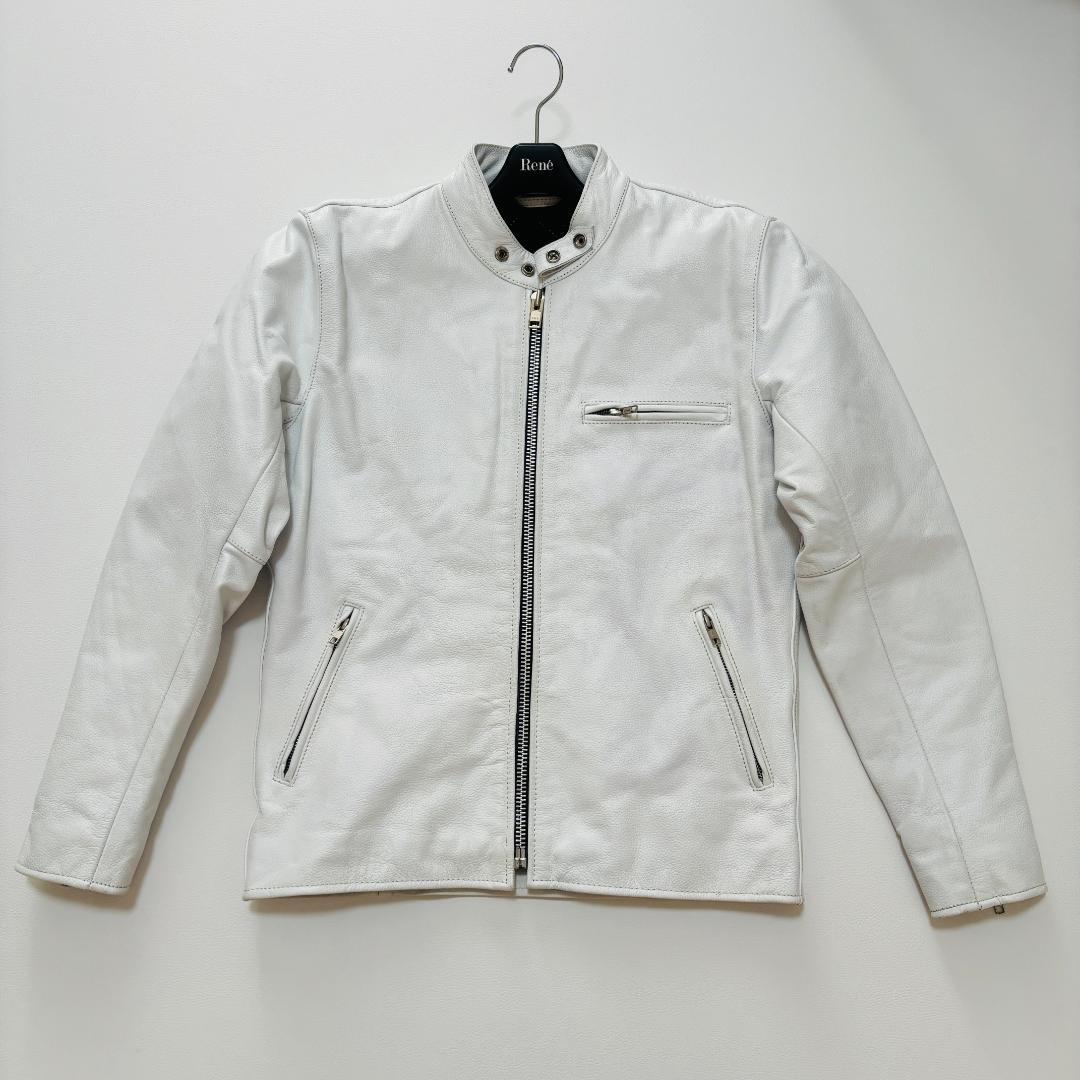 FREEDOM ライダースジャケット バッファローレザー シボ革 M ホワイト