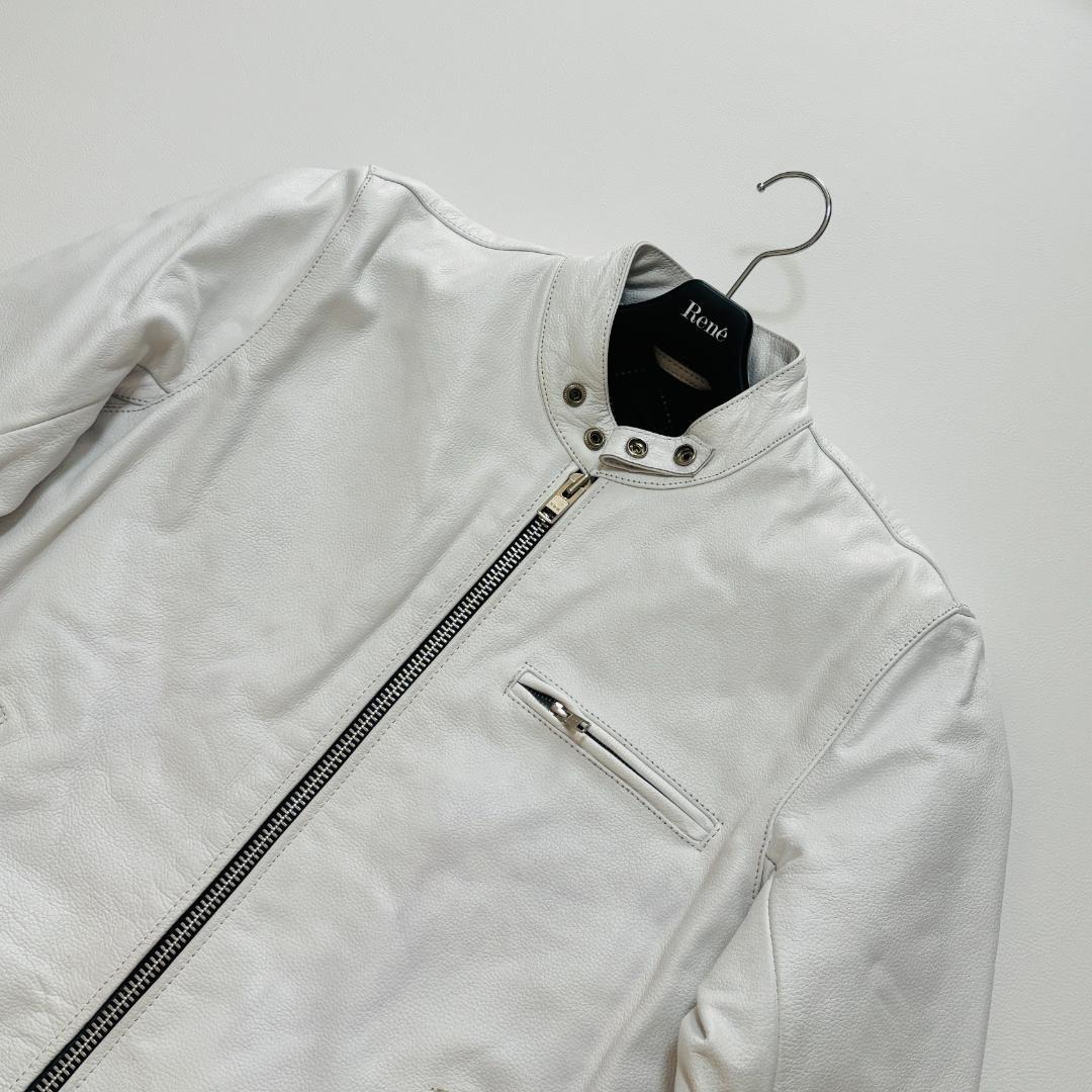 FREEDOM ライダースジャケット バッファローレザー シボ革 M ホワイト