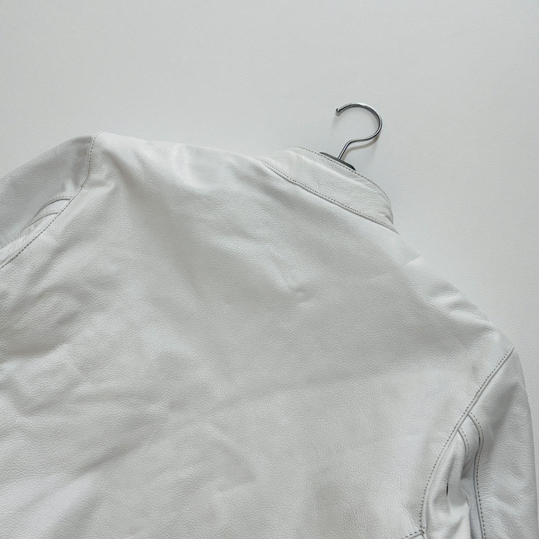 FREEDOM ライダースジャケット バッファローレザー シボ革 M ホワイト