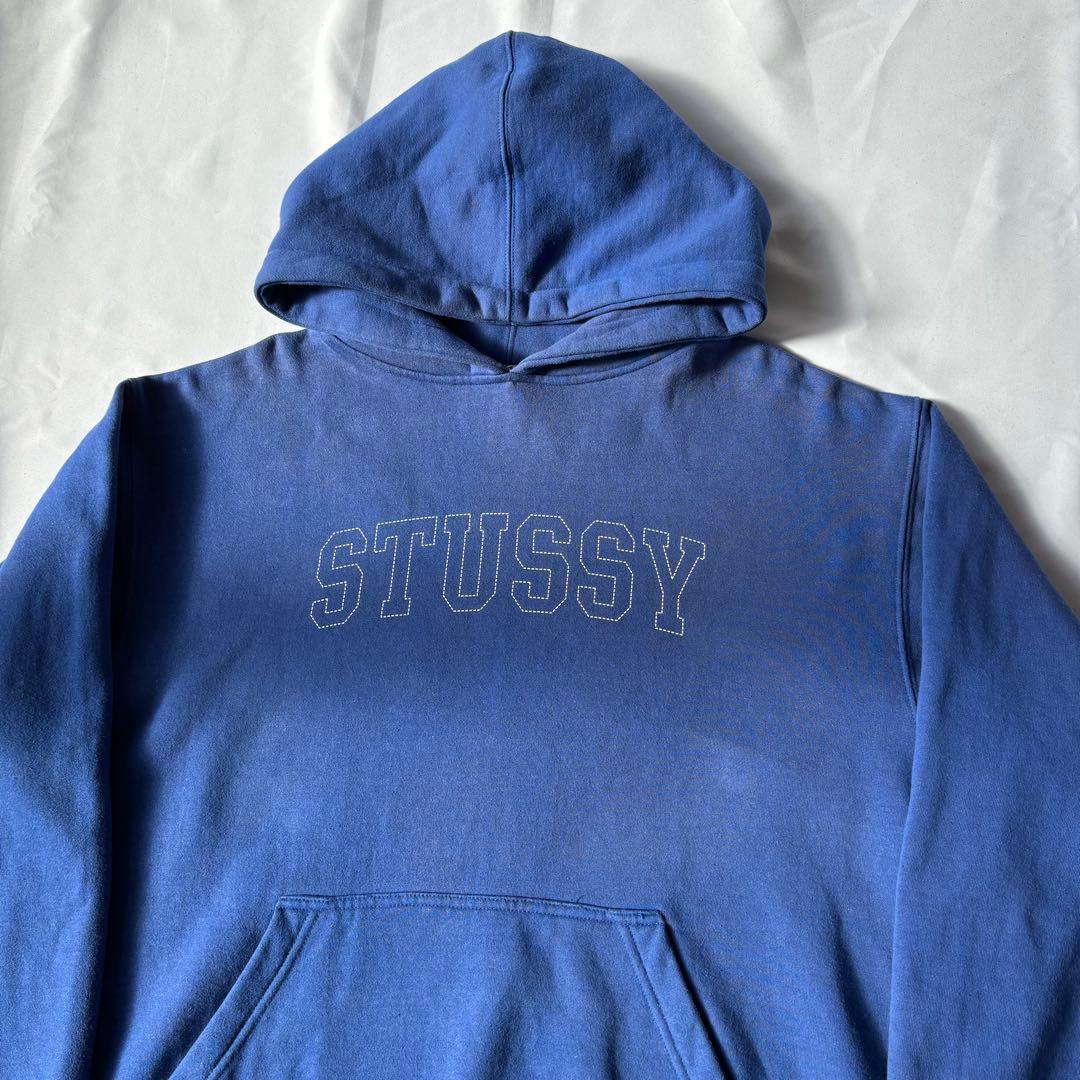 OLD STUSSY USA製 ステューシー ブルー ロゴ パーカー XL