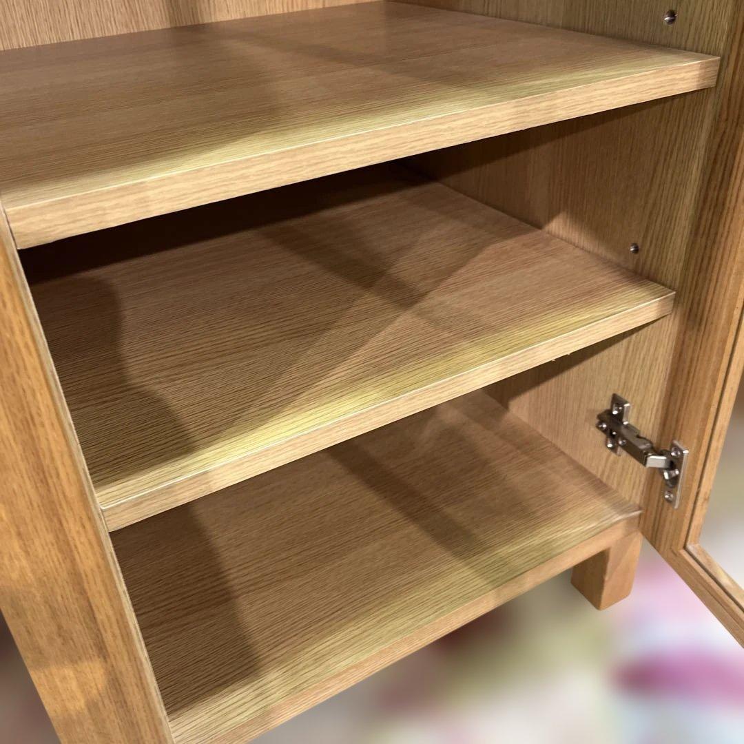 【無印良品】ガラスキャビネット◆３枚扉◇オーク材◆廃盤品