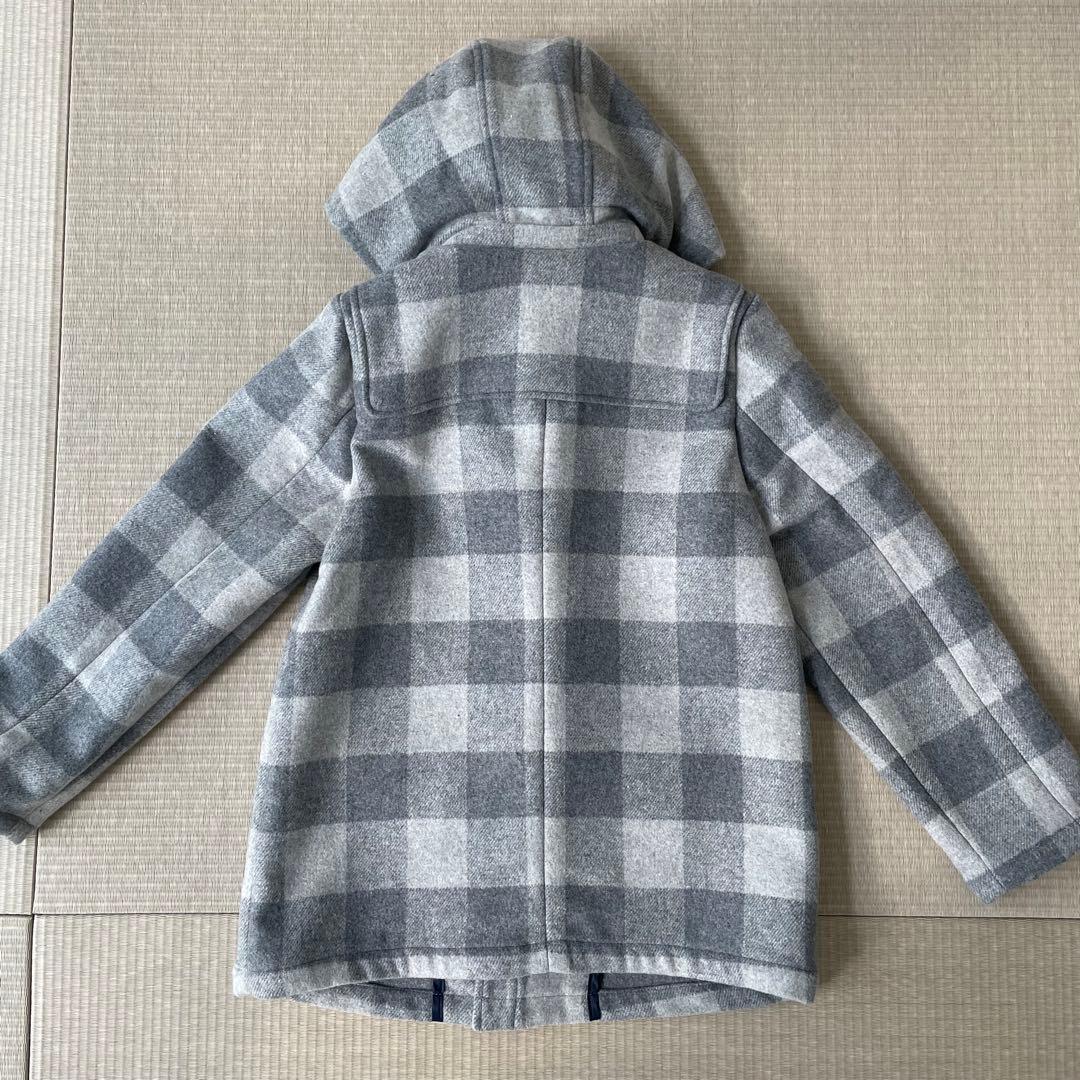 新品タグ付きBEBE べべ140 ダッフルコート　グレーチェック未使用ウール