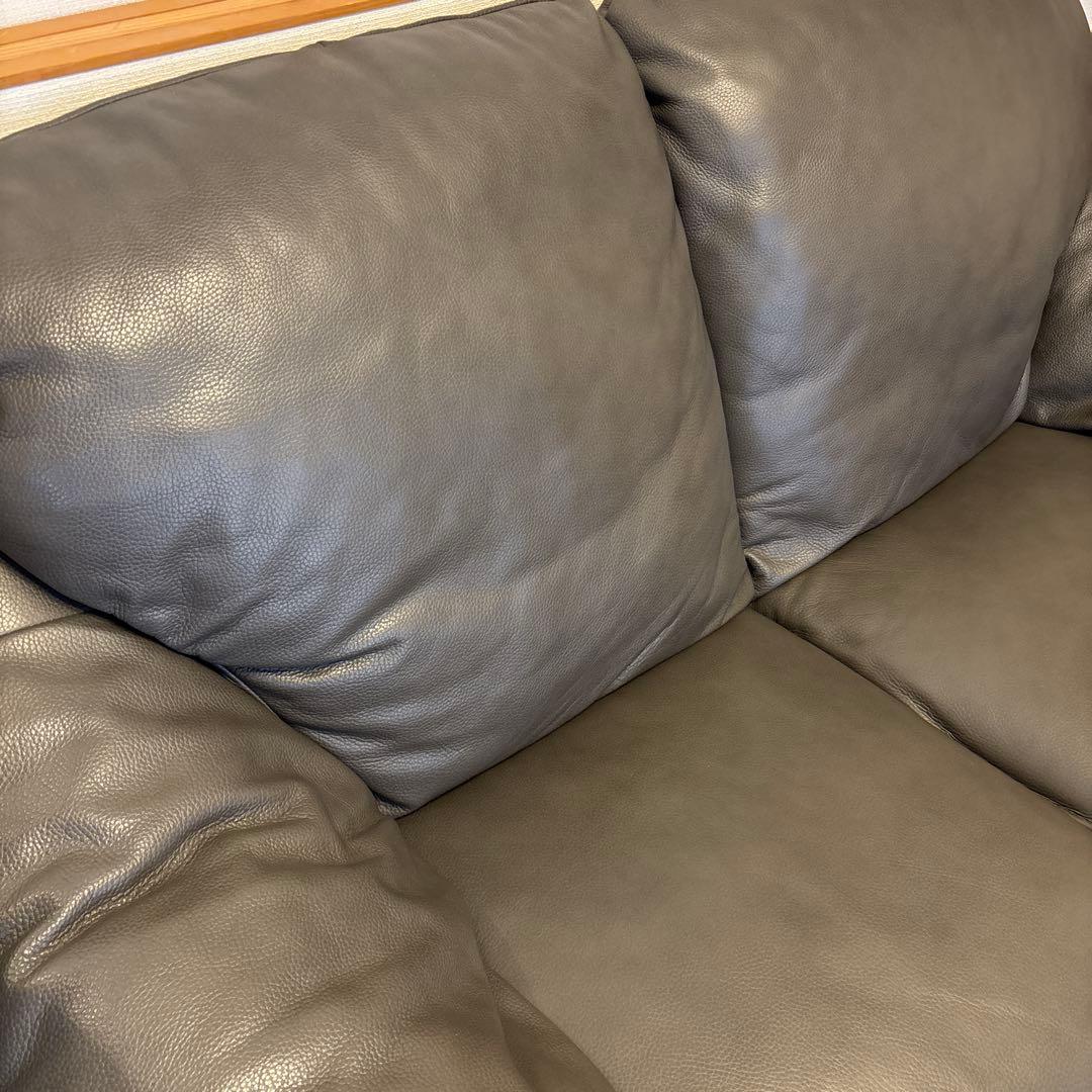 超美品／未使用　かねたや ホルス　イタリア製レザー 2人掛けソファ　グレー