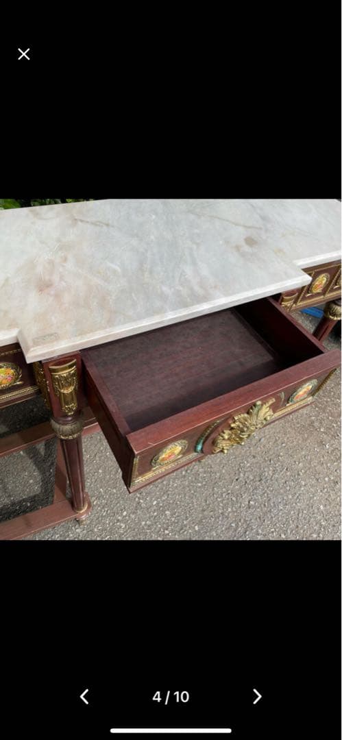 半額以下 スペイン製 大理石テーブル 木製テーブル 大理石天板