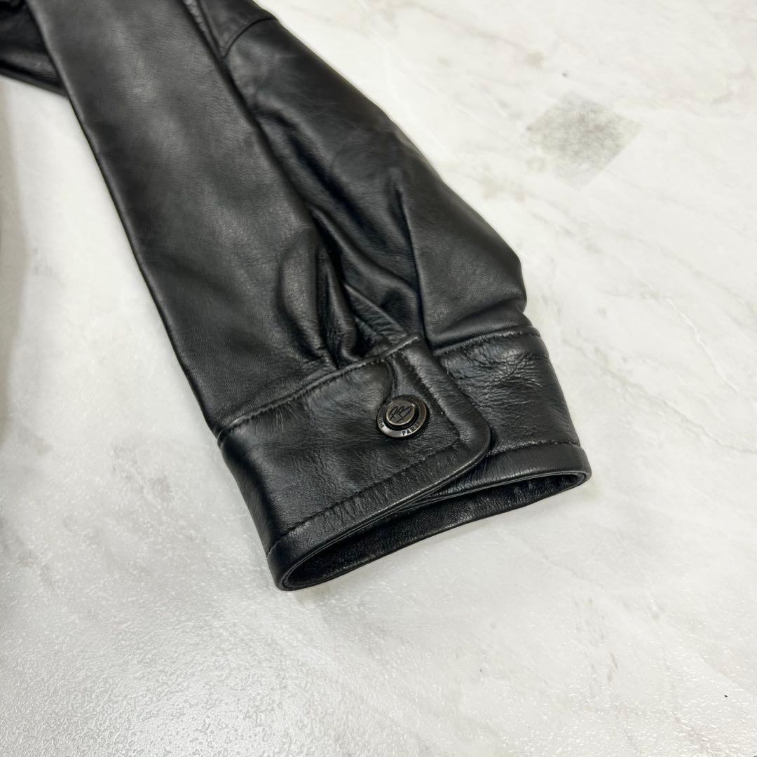 極美品 BALMAIN PARIS ラムレザー ジャケット L ブルゾン 黒