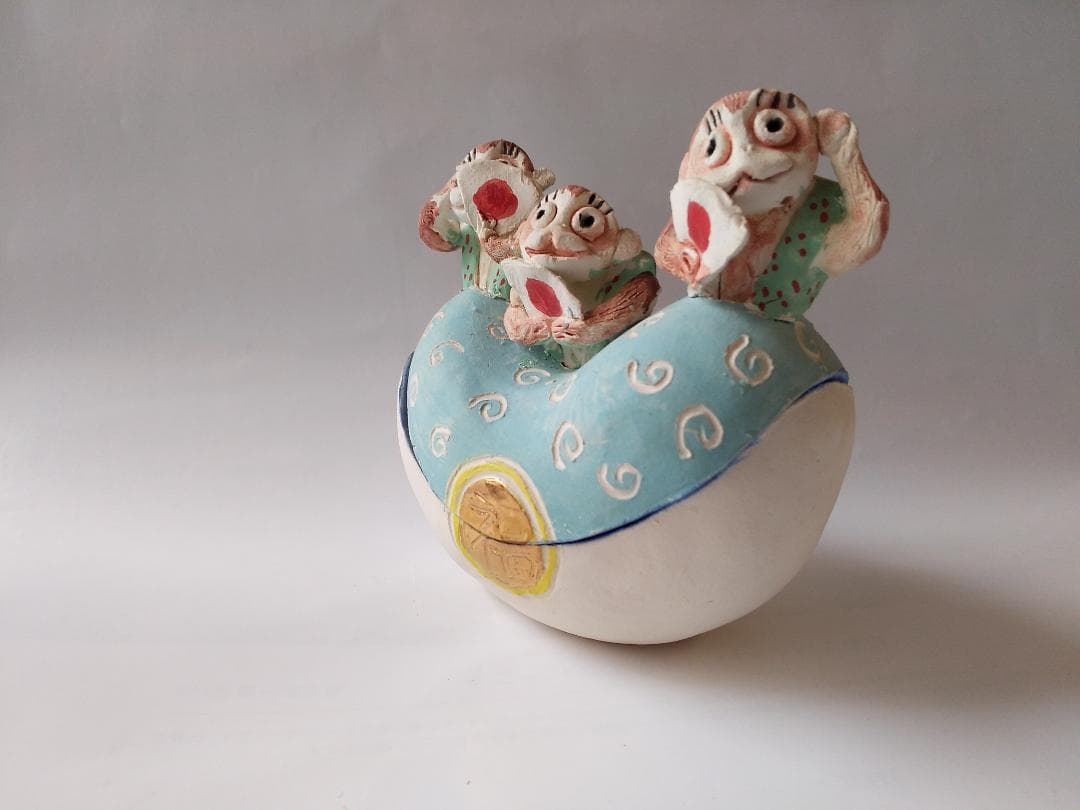「 干支置物 申 申年 」 猿 さる 陶芸作家 前田晶子 作です。
