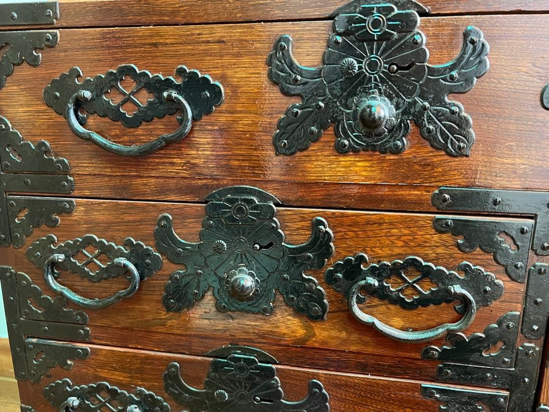 【鍵付き 和箪笥】民芸箪笥 アンティーク調 小型箪笥 収納