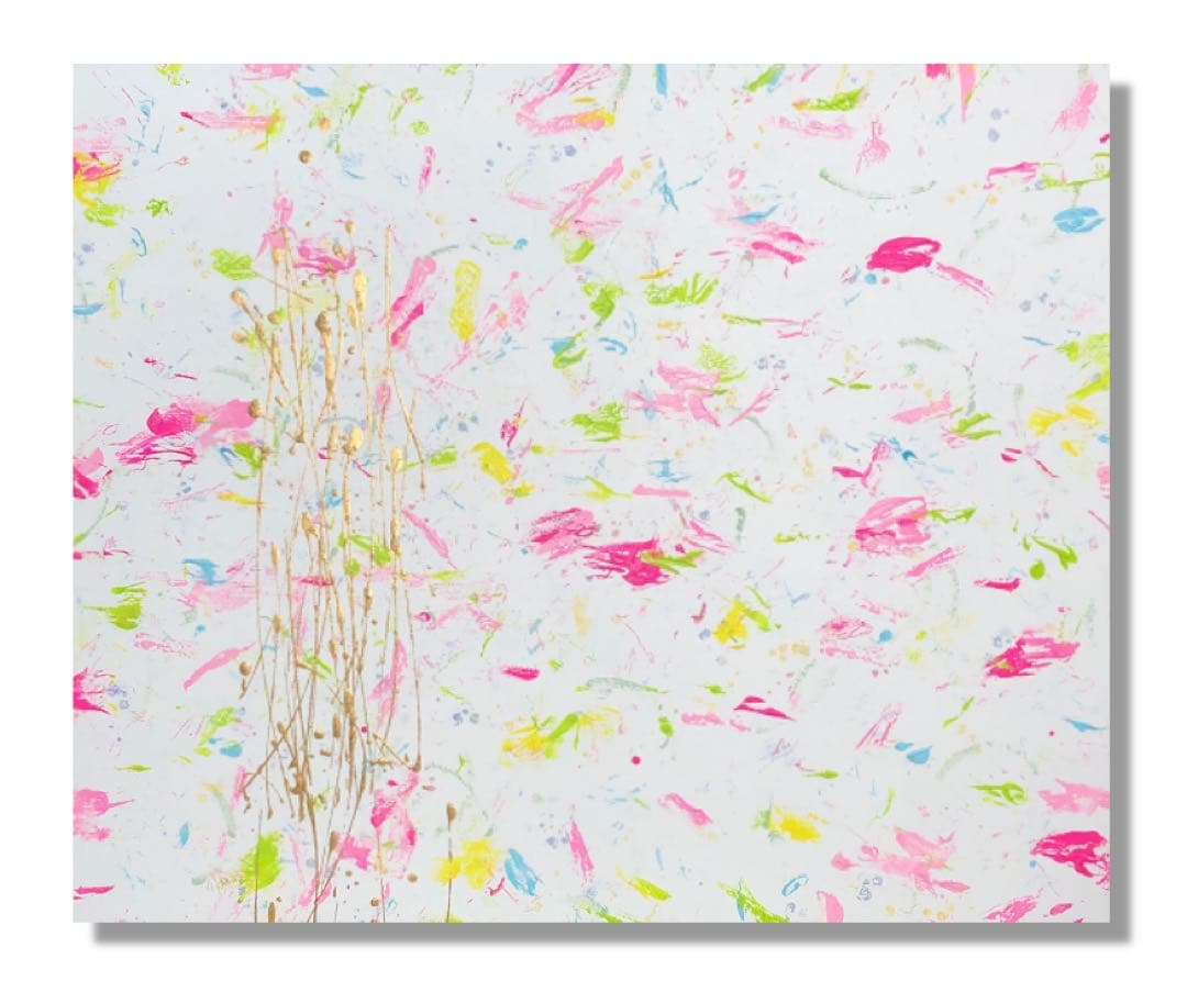 【Risbonum☆】油絵　原画　抽象画　北欧　春　花　ピンク　F12