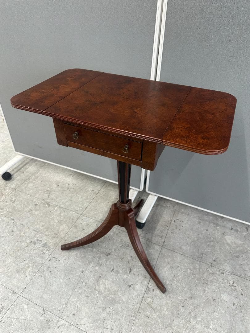 BOMBAY　バタフライサイドテーブル　アンティーク調　ドロップリーフ　ブラウン