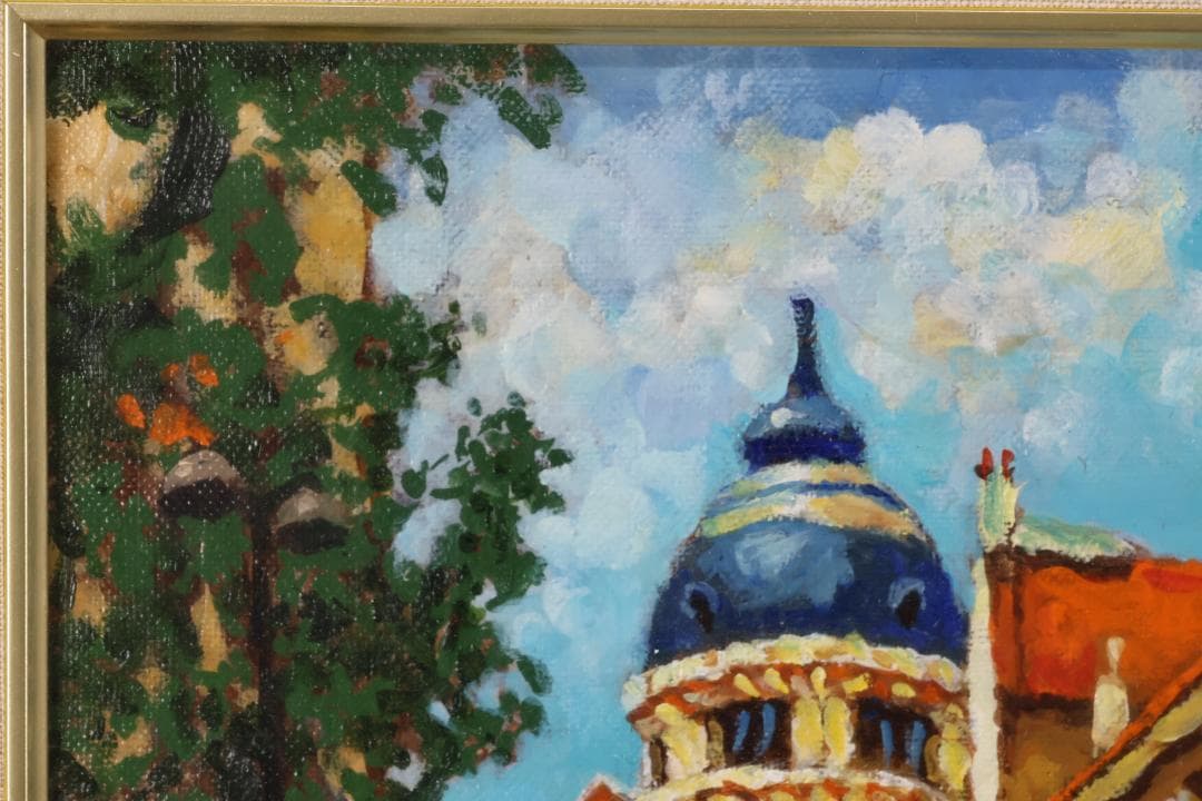 【真作】 河野剛 「 カンヌの街角 」 油彩　F4号　愛媛県出身　BK004