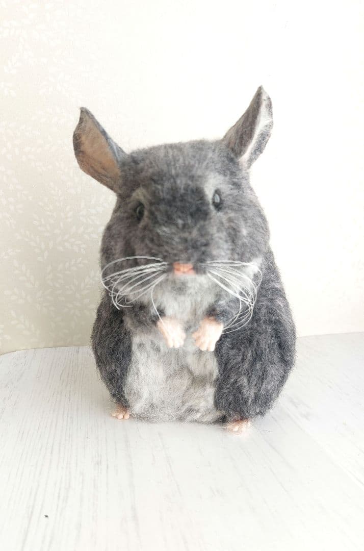 羊毛フェルト　チンチラ(グレー)