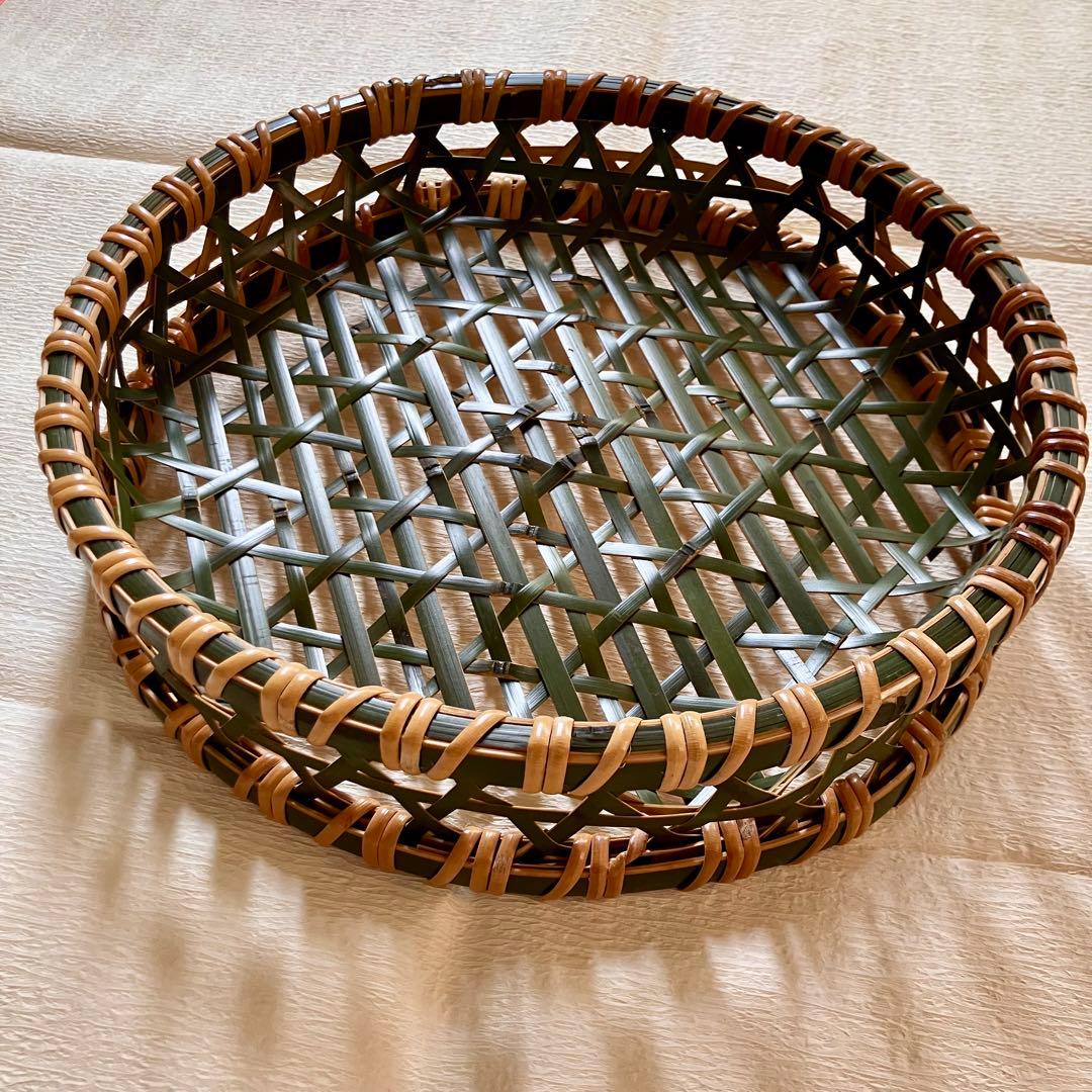 竹籠 盛り籠 青竹 大型 35cm