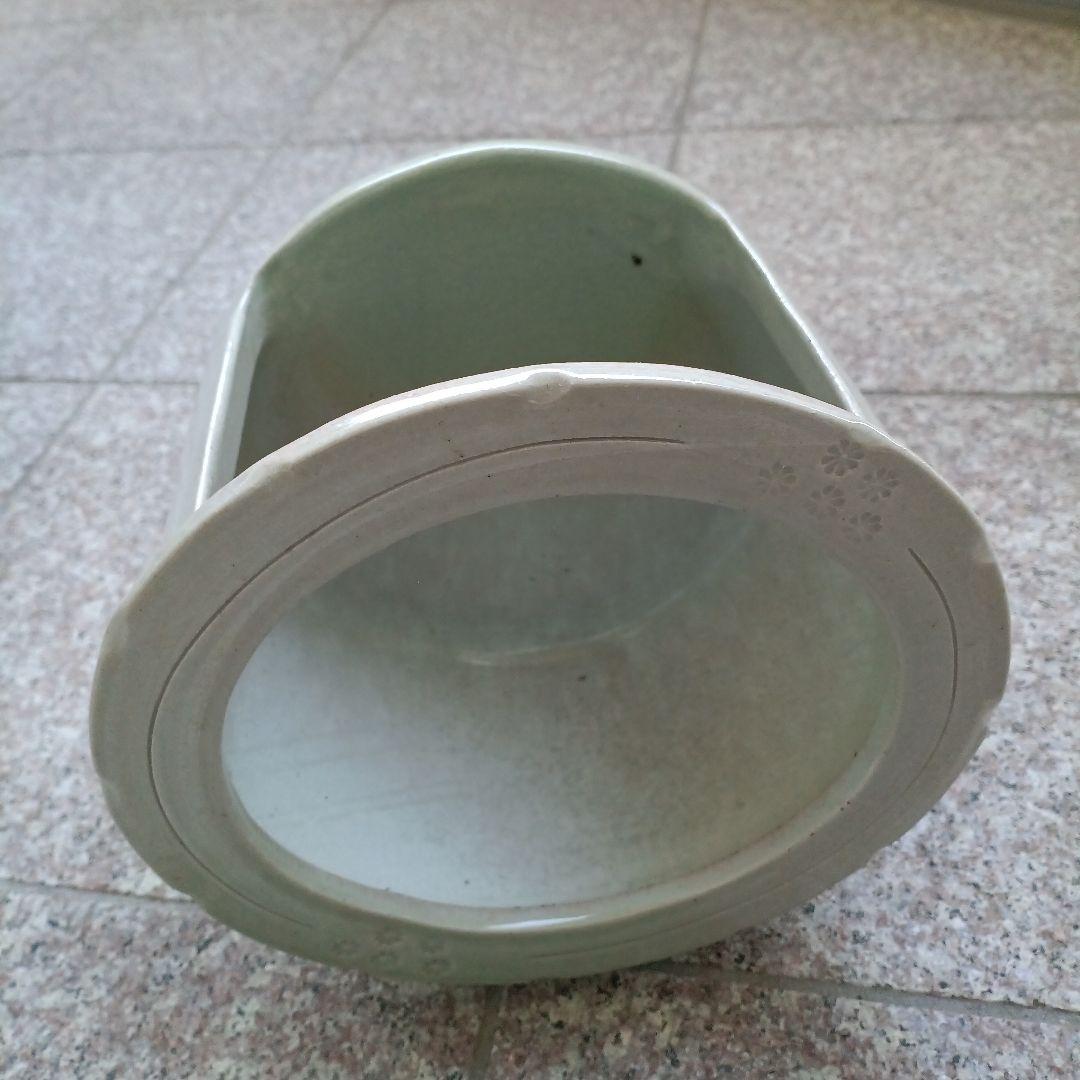 小型 脚付き淡い緑色金魚鉢