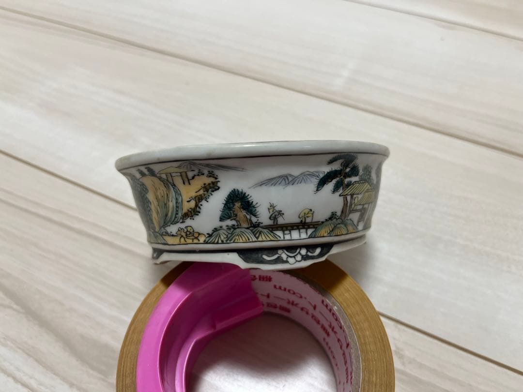 盆栽鉢　絵鉢　染付鉢　ミニ鉢　勝山落款