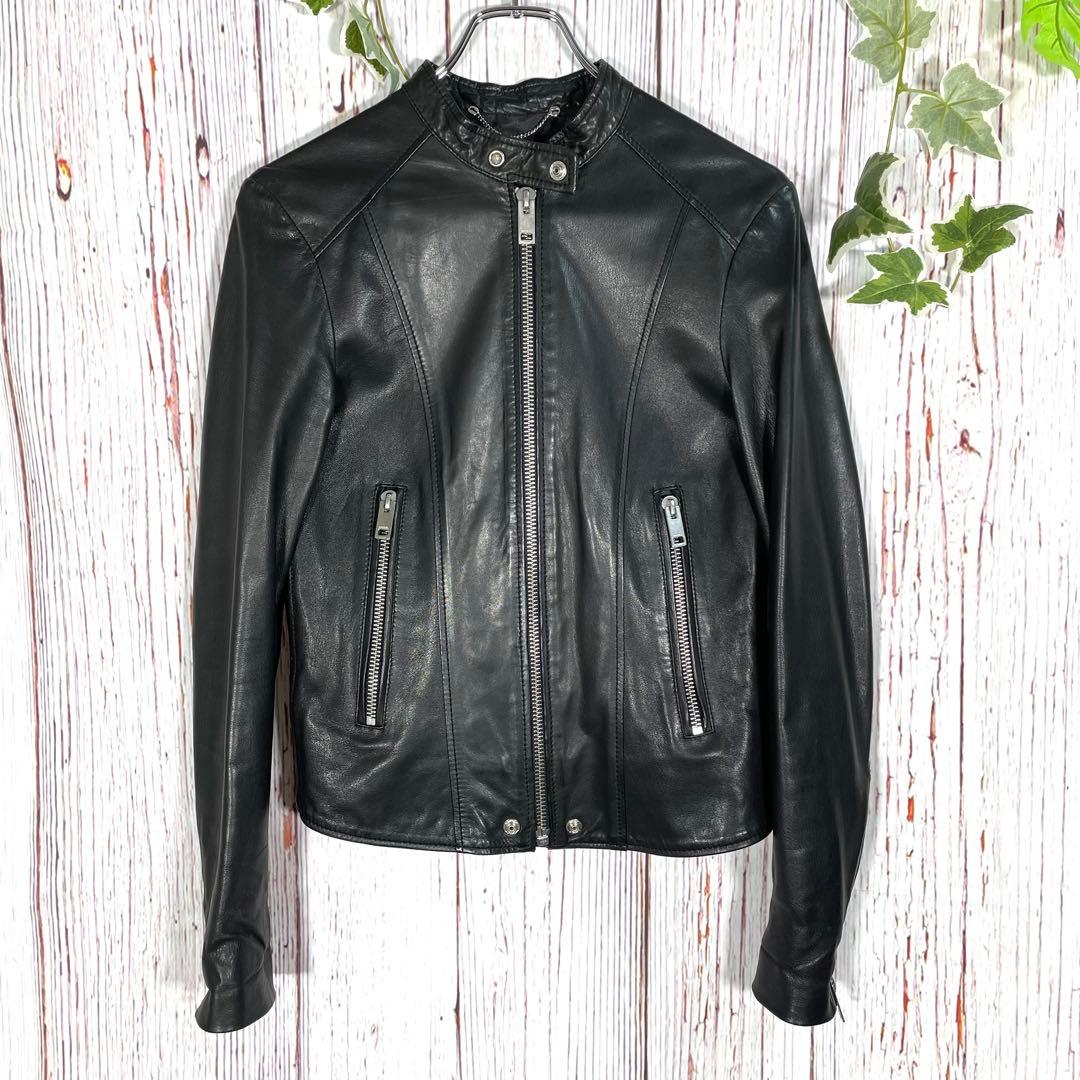 【人気】ディーゼル　レザージャケット　シングルライダースジャケット　羊革黒 本革