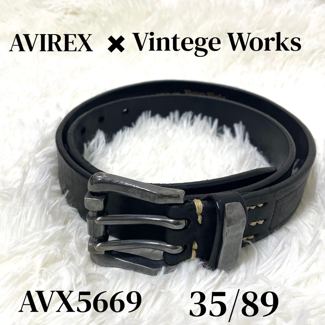美品　Vintage Works ×AVIREX レザーベルト　AVX5669
