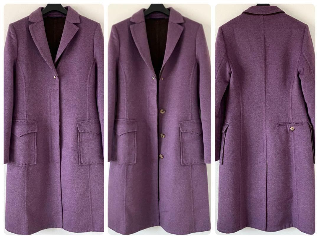 バランタイン BALLANTYNE ウールアンゴラ ロングコート 42 パープル
