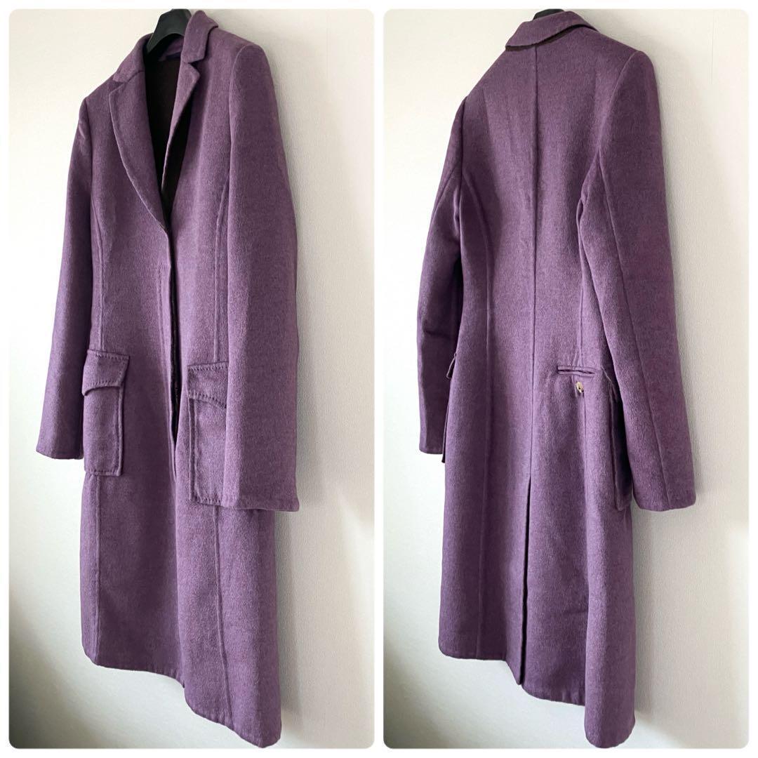 バランタイン BALLANTYNE ウールアンゴラ ロングコート 42 パープル