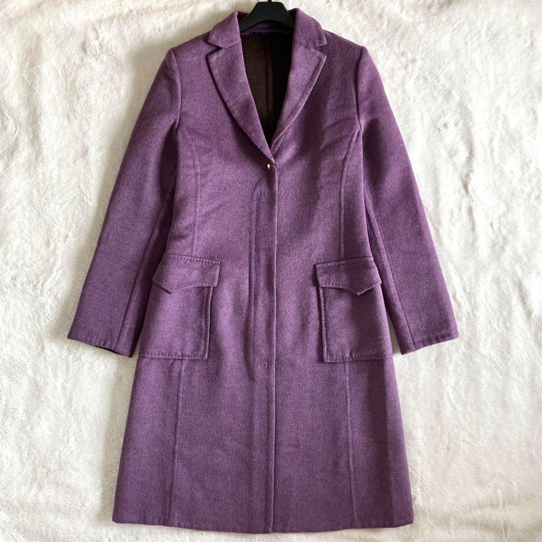 バランタイン BALLANTYNE ウールアンゴラ ロングコート 42 パープル