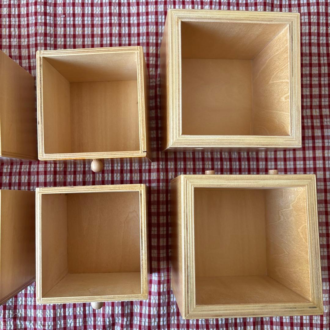 どこでもいっしょ 木製 引き出し小物入れ 4個 当時物　スタッキング　レトロ