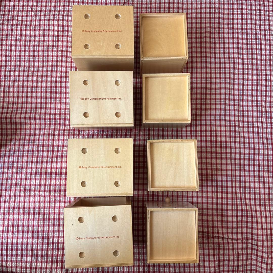 どこでもいっしょ 木製 引き出し小物入れ 4個 当時物　スタッキング　レトロ