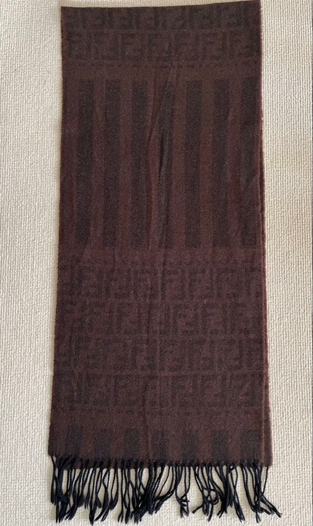 ◆FENDIフェンディ ズッカ柄 マフラー ブラウン USED 男女兼用◆