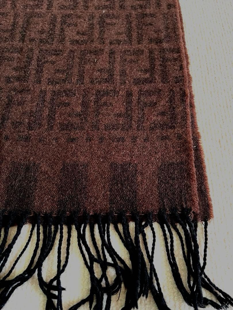 ◆FENDIフェンディ ズッカ柄 マフラー ブラウン USED 男女兼用◆