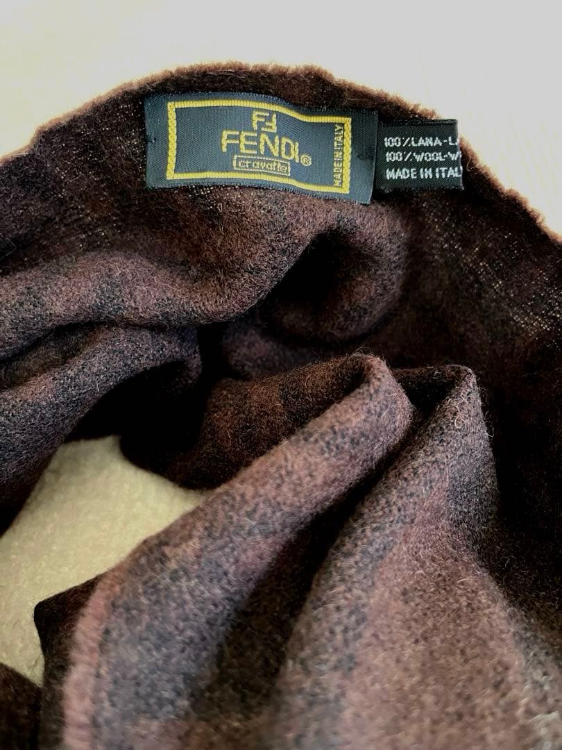 ◆FENDIフェンディ ズッカ柄 マフラー ブラウン USED 男女兼用◆
