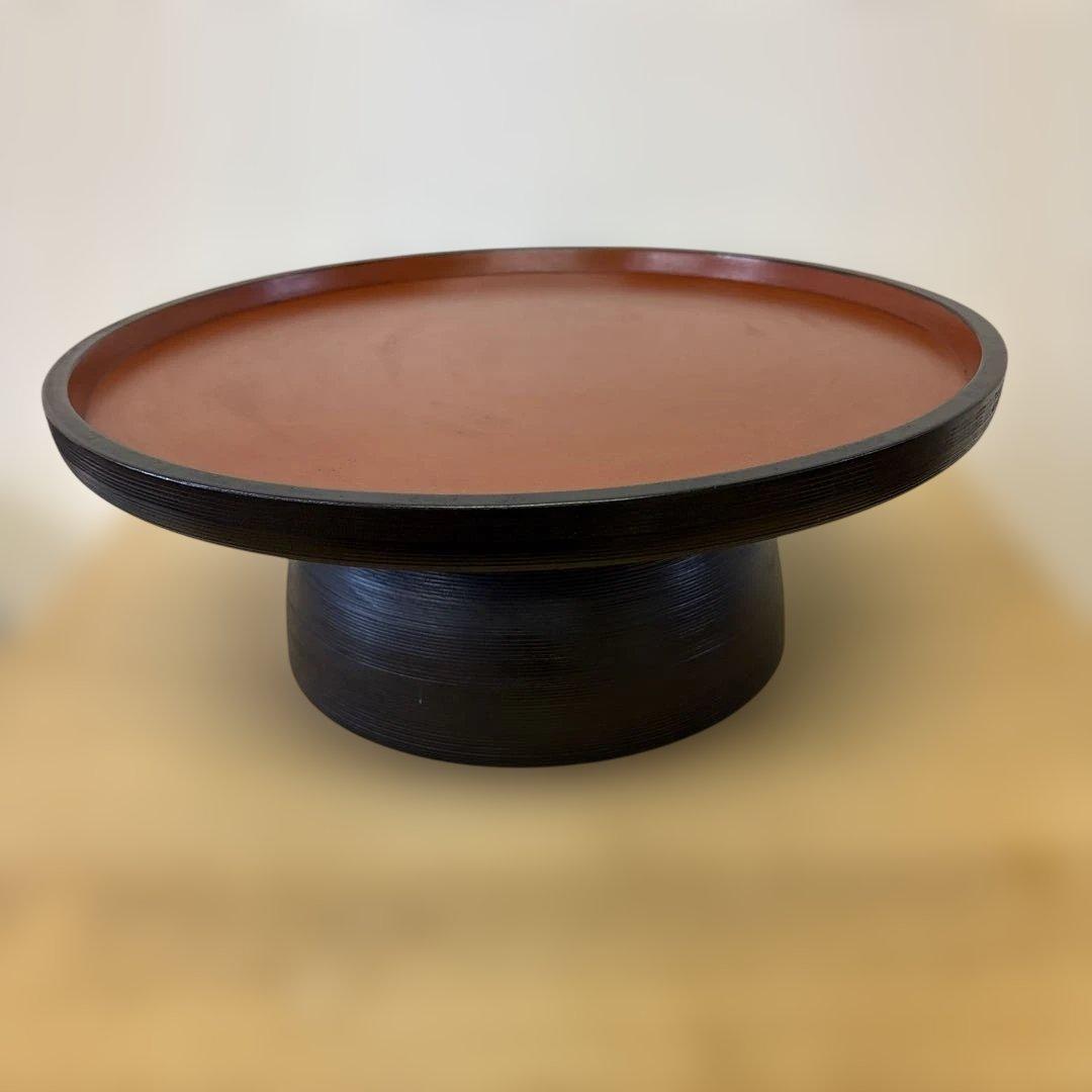 漆工房　大島　天然木　うるし塗　高脚卓盆 ③