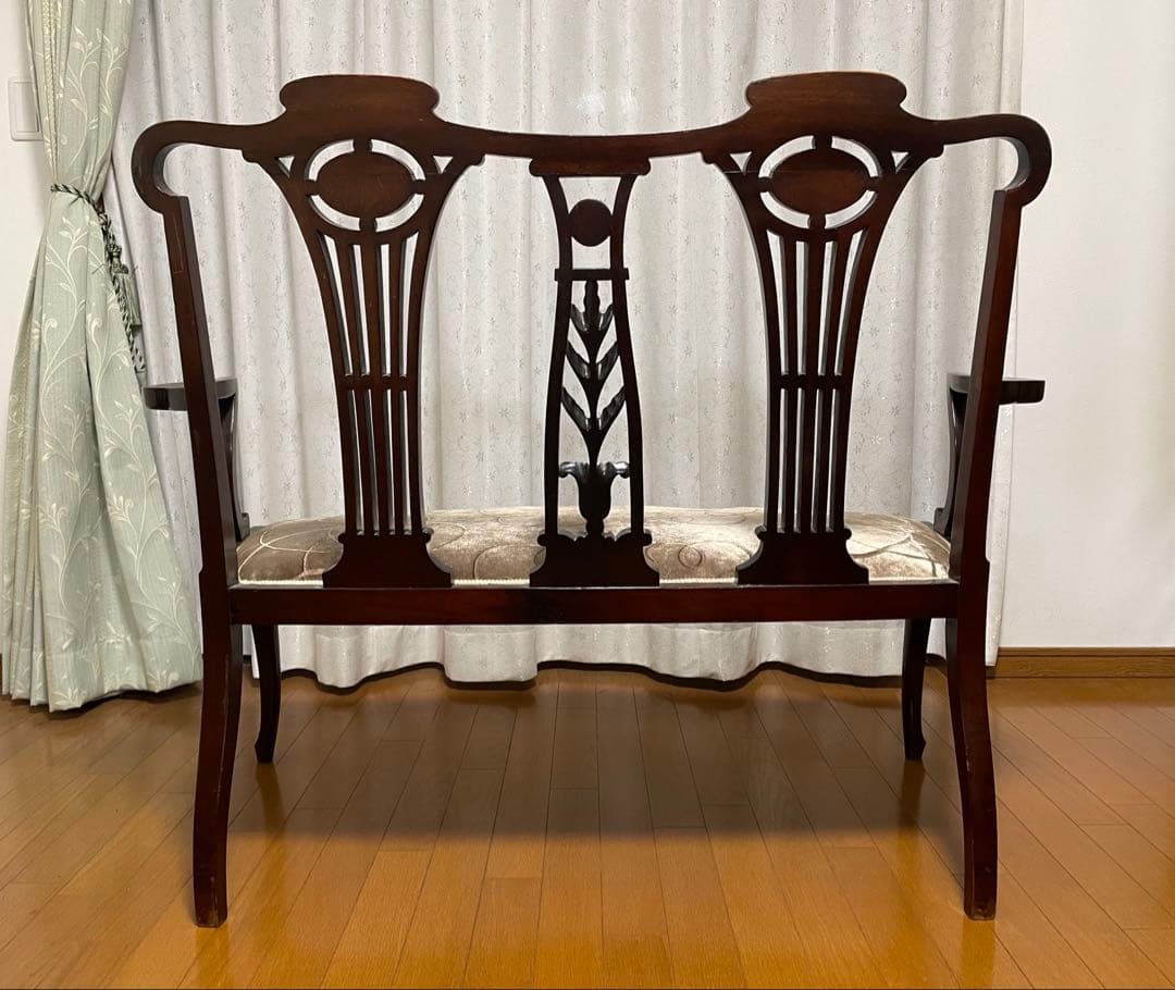 英国アンティーク マホガニー 2シーター ソファ　長椅子