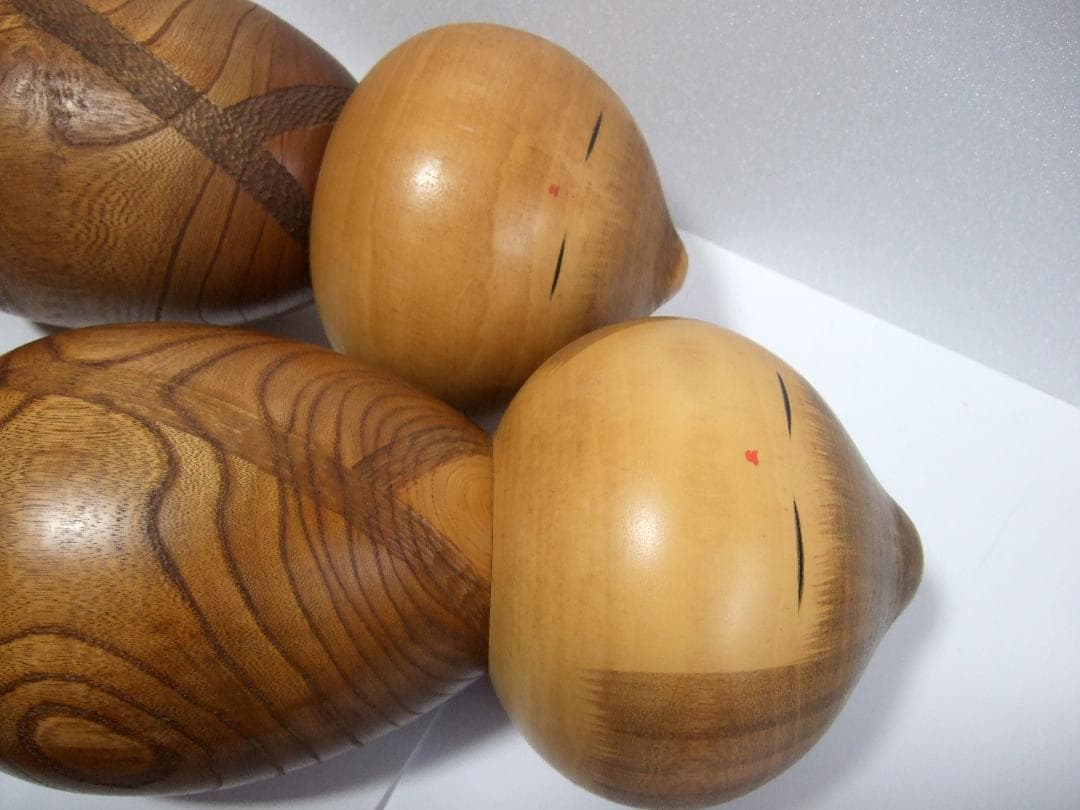 創作こけし 渡辺正雄「無心」高さ36cm 37cm 2体まとめて Kokeshi