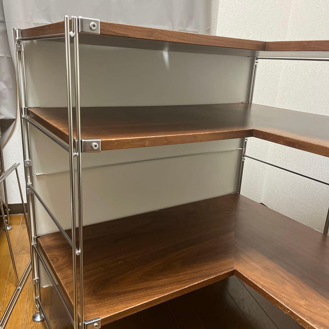 無印良品　ステンレスユニットシェルフ　コーナータイプ(ウォールナット材)セット
