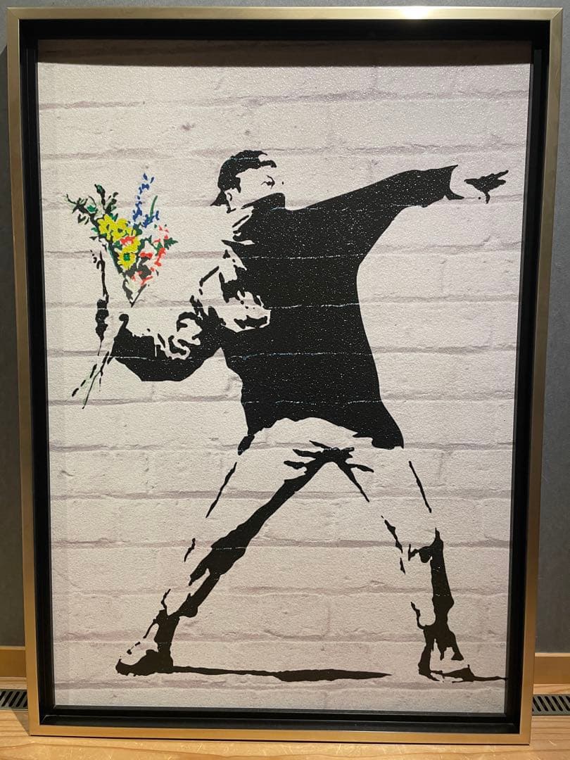 バンクシー　 花束を投げる男 絵画　アート