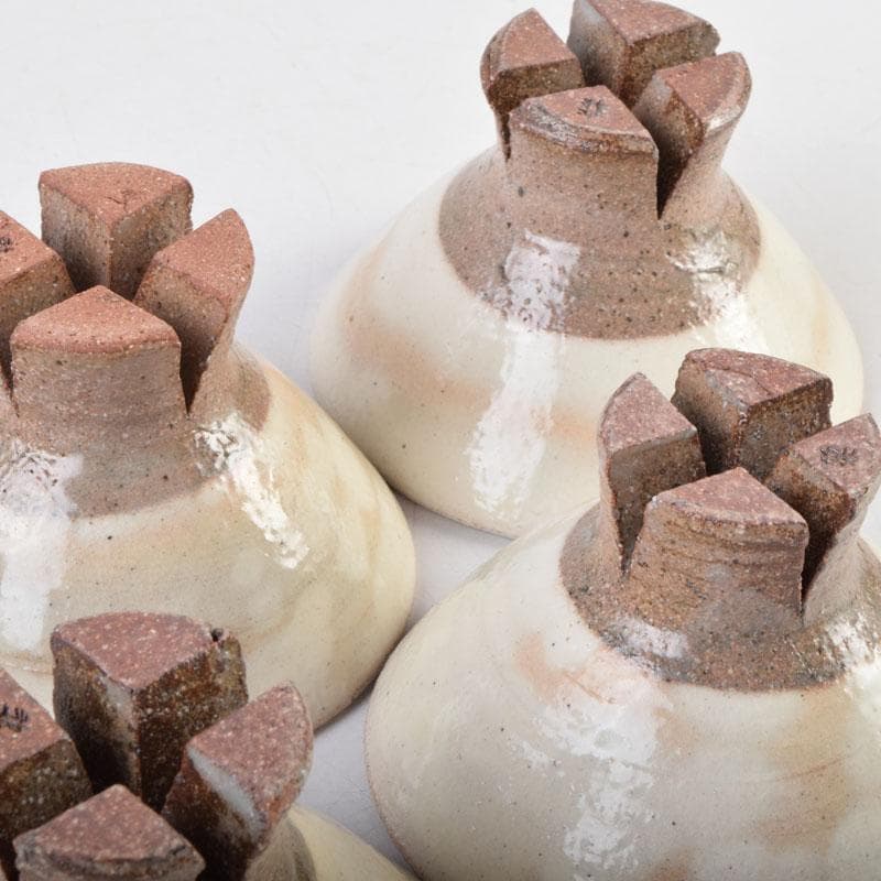 和食器　茶懐石　信楽焼　勝尾黎彦作　粉引　切高台　向付　五客　共箱　C　9016