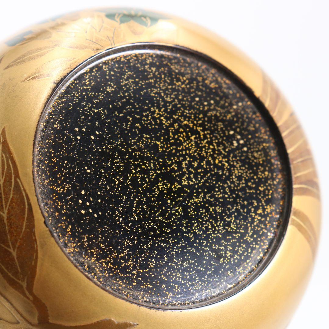 久世宗春作 四季草花 金蒔絵 平棗 内金塗 梨子地 茶道具 共箱　DW947