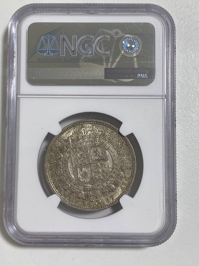 1887年 NGC MS61イギリス ヴィクトリア女王 ハーフクラウン銀貨 古銭