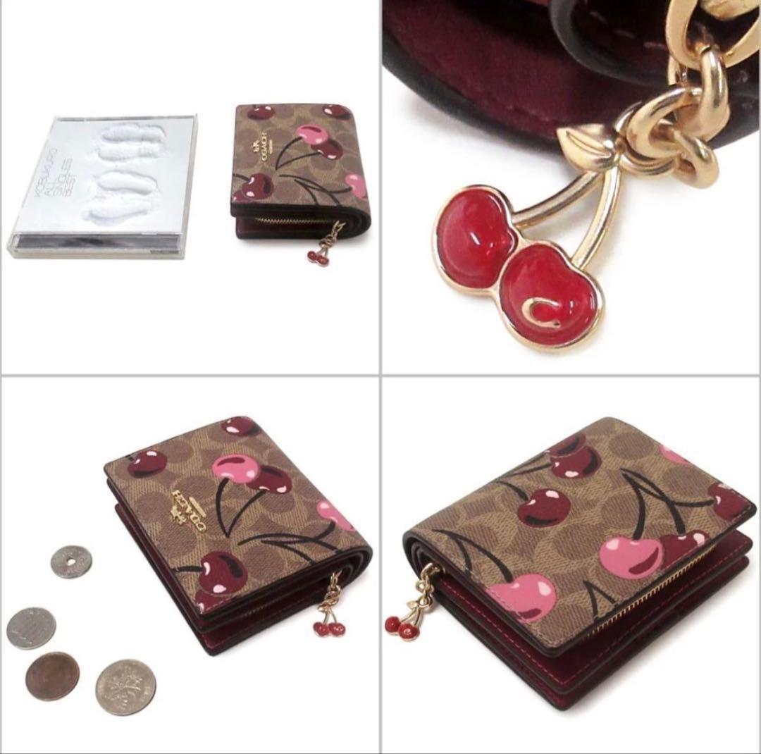 コーチ 二つ折財布 ★COACH★ スモール ジップ.さくらんぼ柄/ウォレット