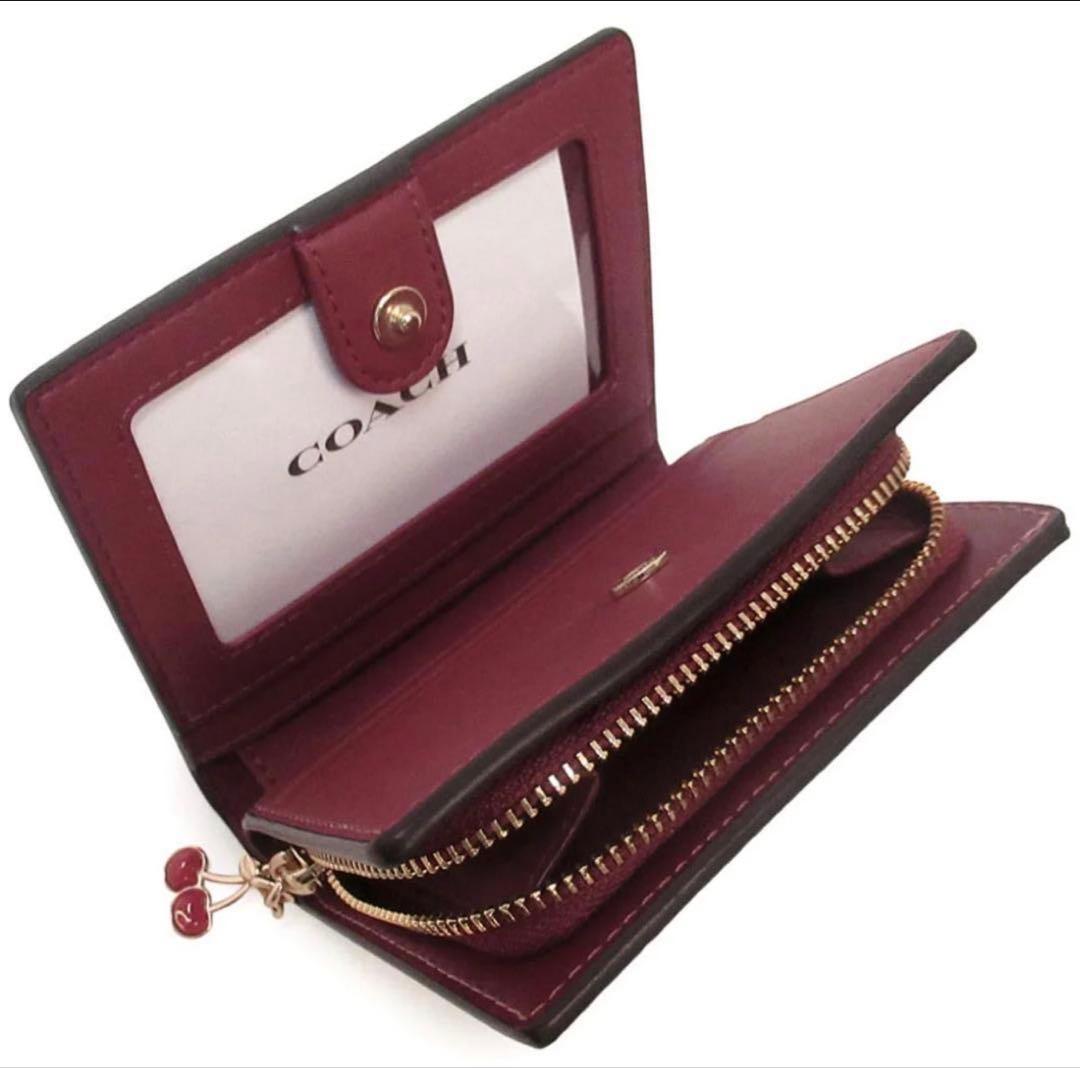 コーチ 二つ折財布 ★COACH★ スモール ジップ.さくらんぼ柄/ウォレット