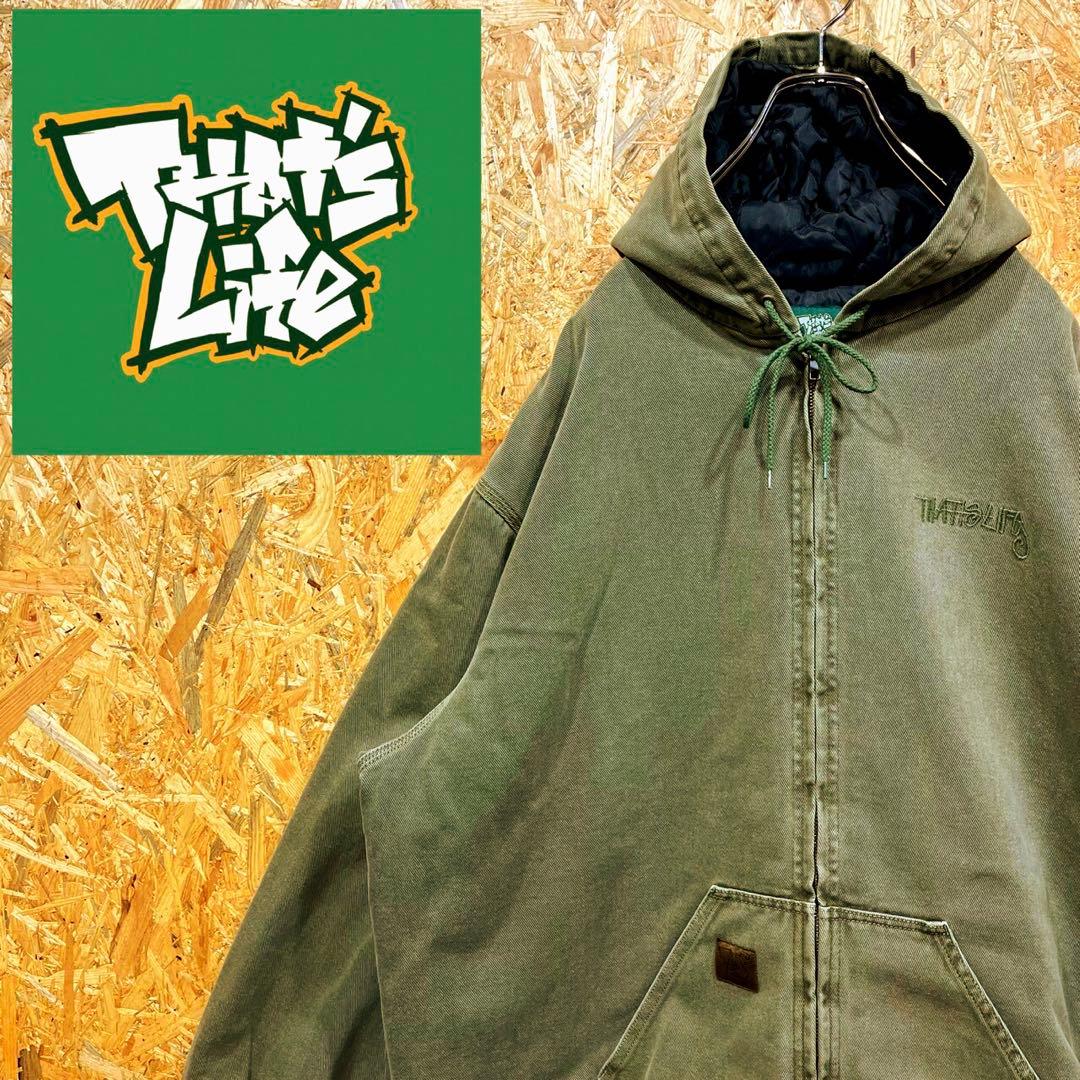 はちぷー ザッツライフ 刺繍ロゴ ゆるだぼ00s アクティブ パーカー