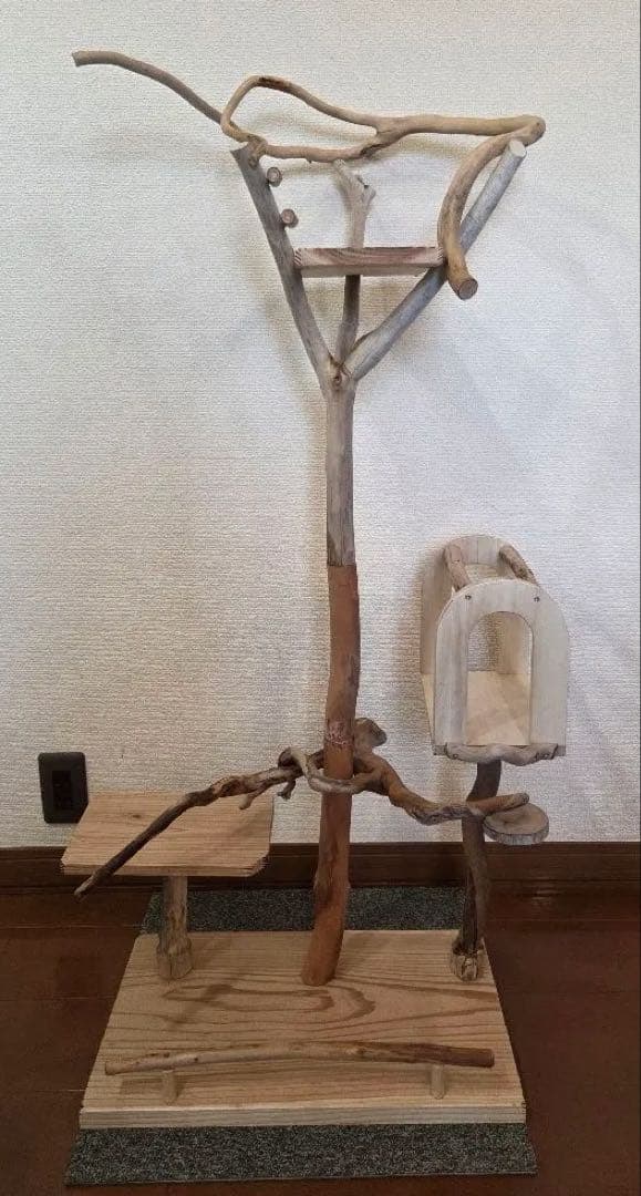 レア枝　バードアスレチック　3way　小型、中型用　流木　ハンドメイド