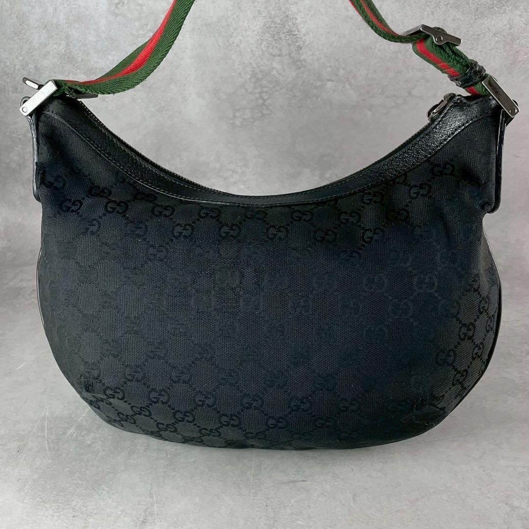 値下げ グッチ シェリーライン ショルダーバッグ GGキャンバス ブラック 総柄