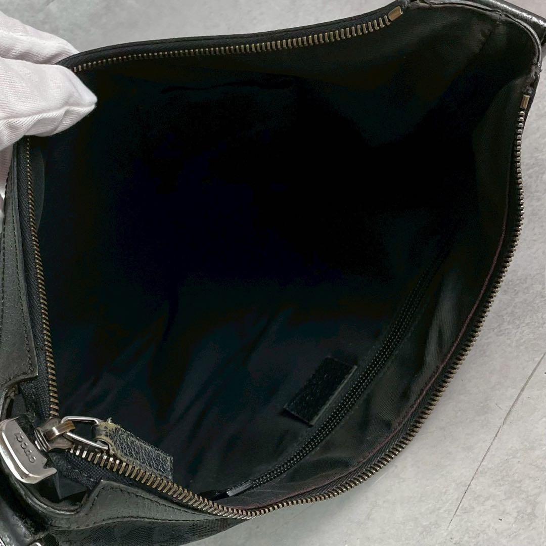 値下げ グッチ シェリーライン ショルダーバッグ GGキャンバス ブラック 総柄