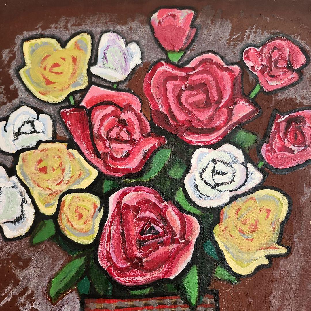 田渕眞兒　油絵　油彩　薔薇シリーズ　花No.-t+s