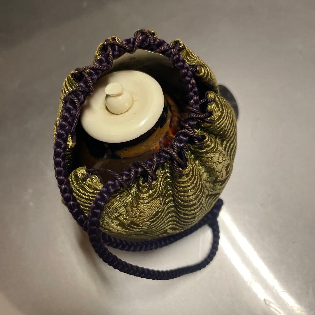 茶道具　京都　清水焼　朝日堂　茶入れ　茄子茶入　　京陶器　ビンテージ　赤茶色