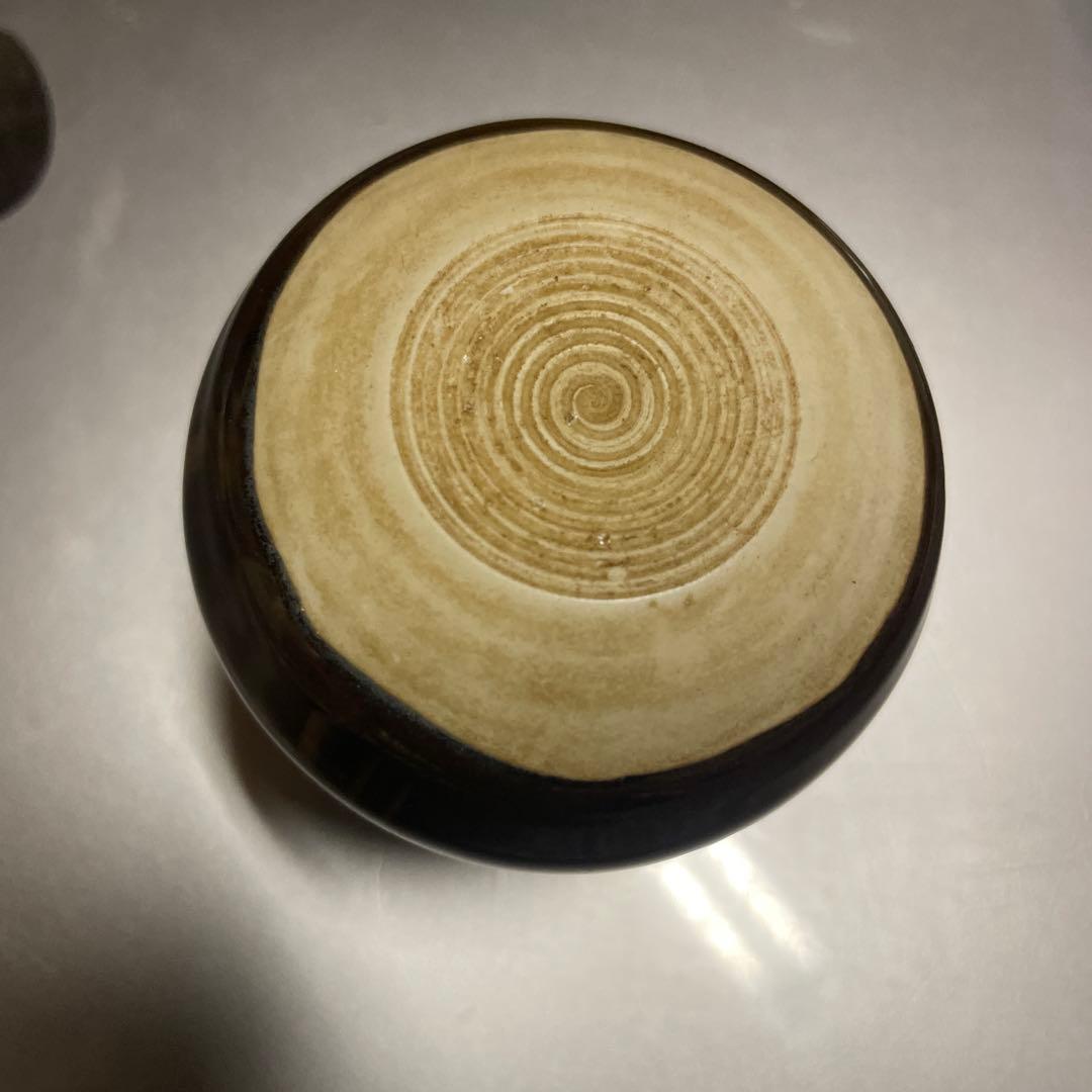 茶道具　京都　清水焼　朝日堂　茶入れ　茄子茶入　　京陶器　ビンテージ　赤茶色