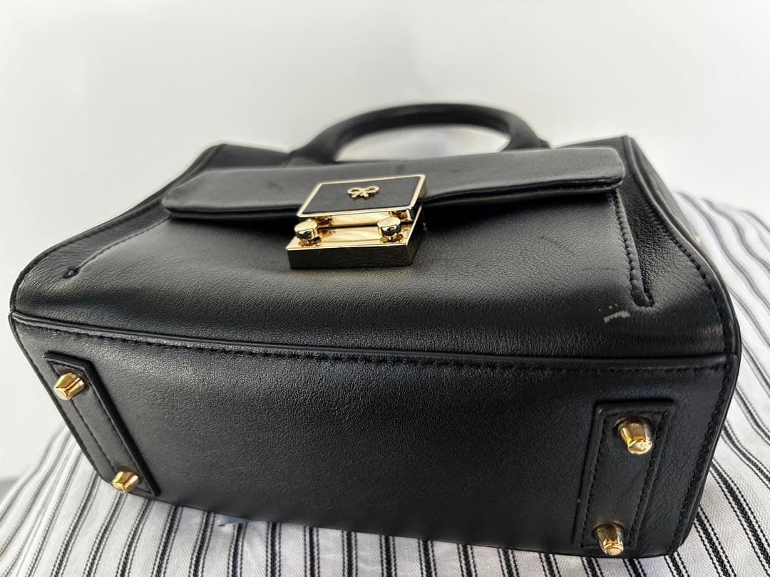 【kumako様】ANYA HINDMARCH 黒 レザー ショルダーバッグ